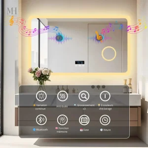 Miroir salle de bain lumineux avec fonction Bluetooth
