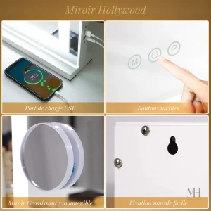 Miroir de maquillage avec lumière ajustable pour détails parfaits