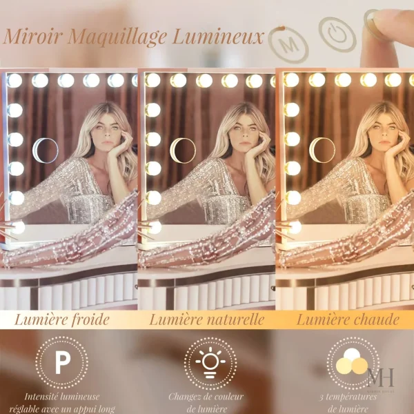 Miroir lumineux pour un maquillage impeccable