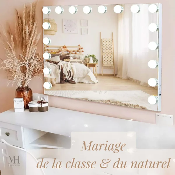 Miroir de maquillage avec lumière intégrée