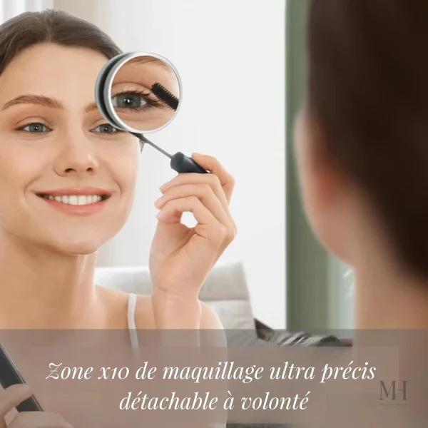 Éclairage LED intégré pour un maquillage précis et lumineux