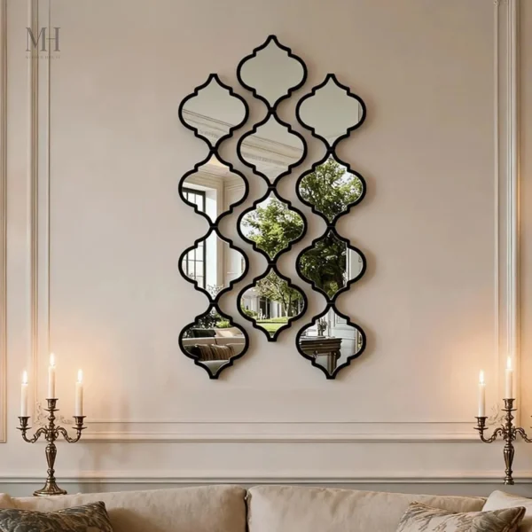 miroir-marocain-1 Miroir Marocain Arabesque Noir 60 cm, design élégant