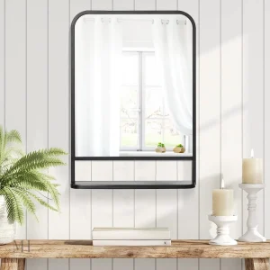 Miroir mural design épuré et fonctionnel en métal