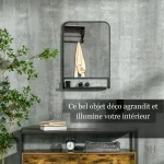 Miroir décoratif avec étagère en métal