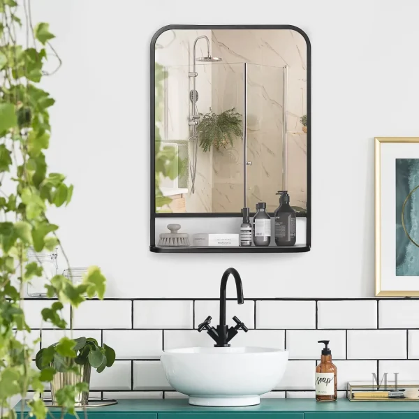 Miroir fonctionnel en métal, ajout esthétique et pratique