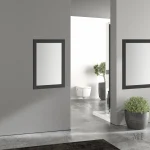 Miroir rectangulaire noir, style sobre et fonctionnel