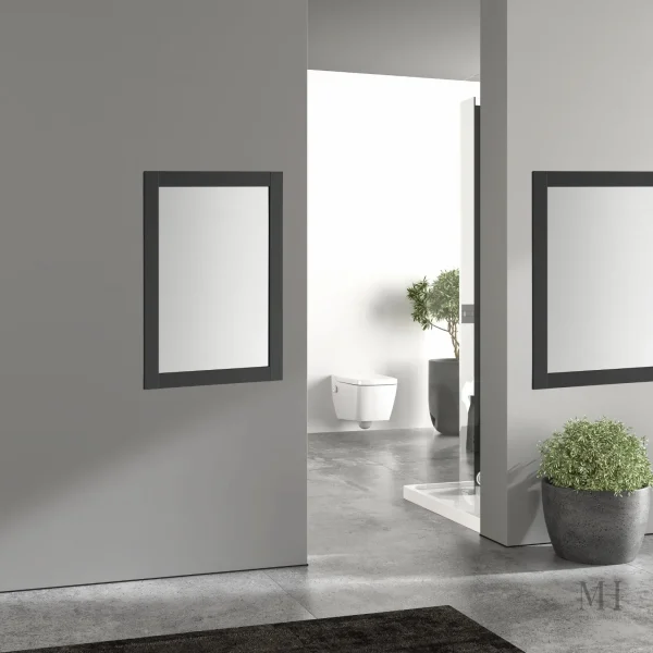 Miroir rectangulaire noir, style sobre et fonctionnel