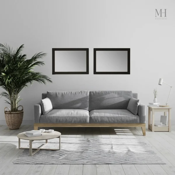 Miroir noir de forme rectangulaire, chic et épuré