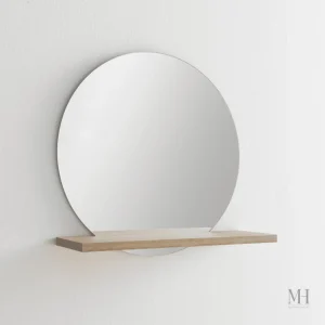 Étagère pratique intégrée au miroir mural, style rustique