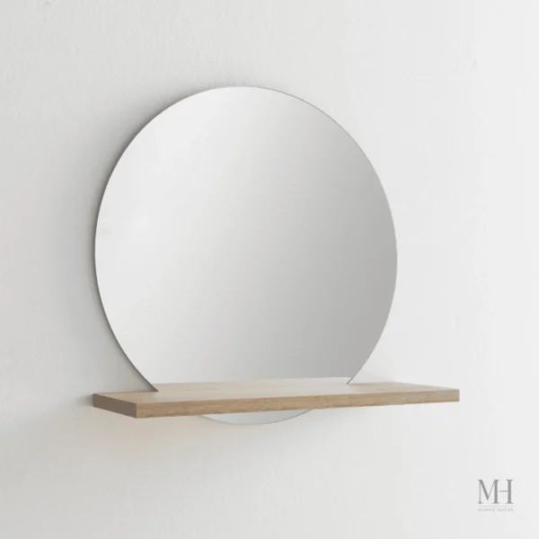 Étagère pratique intégrée au miroir mural, style rustique