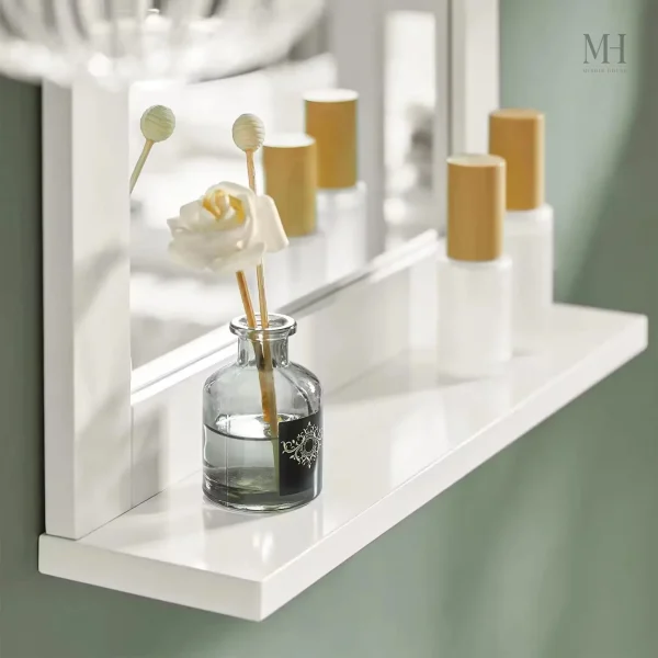 Miroir Rectangulaire en Bois Blanc, 40x50 cm