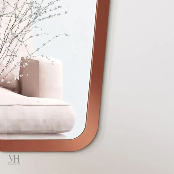 Miroir mural élégant en cuivre, idéal pour décoration intérieure