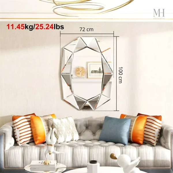 Miroir mural de grande taille avec finition unique
