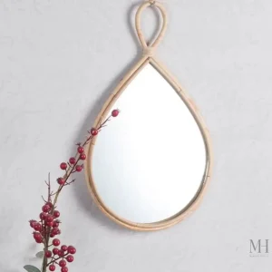Miroir mural design en rotin authentique et naturel