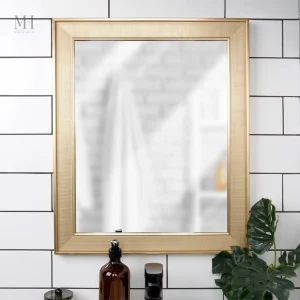 Miroir rectangulaire doré, design élégant et pratique