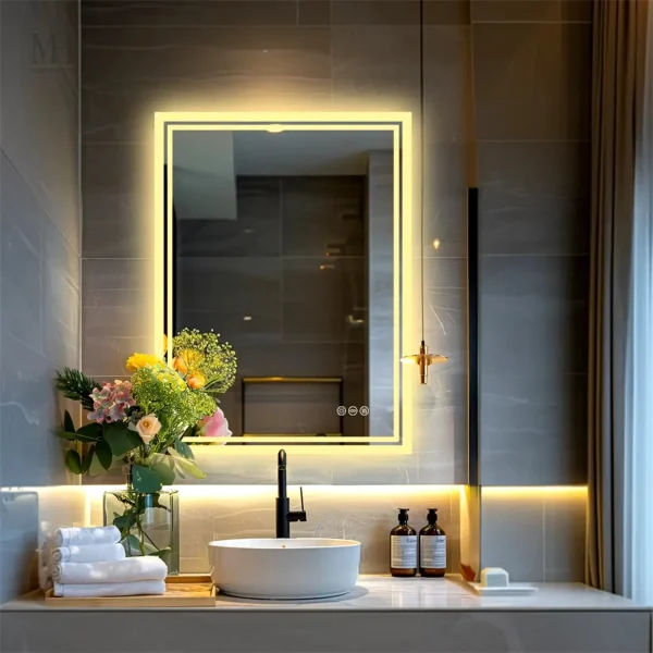 Miroir mural pratique avec éclairage intégré