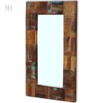 Miroir mural en bois recyclé multicolore, style vintage
