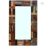 Miroir rectangulaire artisanal, finition patchwork coloré