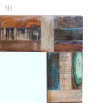 Miroir mural rectangulaire, look patchwork artisanal