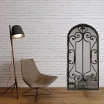 Miroir noir rectangulaire mural avec cadre en fer