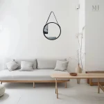 Miroir Rond Noir en Bois – Style Scandinave