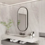 Miroir Ovale Noir Salle de Bain 100x50 cm