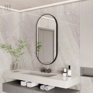 Miroir Ovale Noir Salle de Bain 100x50 cm