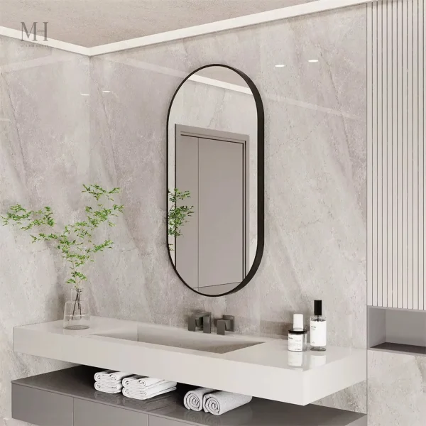 miroir-noir-salle-de-bain-1 Miroir Ovale Noir Salle de Bain 100x50 cm