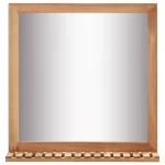 Miroir en Bois Massif avec Étagère pour Salle de Bain