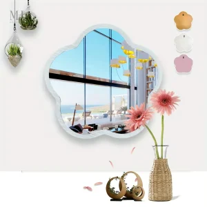 Miroir nuage mural en acrylique avec support en bois