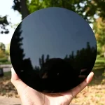 Miroir Obsidienne Noire 18 cm - Design Élégant