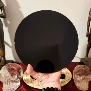 Accessoire design : Miroir 18 cm en obsidienne naturelle