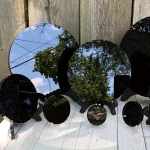 Miroir décoratif 18 cm, style moderne en obsidienne