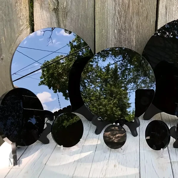 Miroir décoratif 18 cm, style moderne en obsidienne