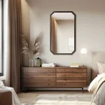 Miroir Octogonal en Bois Massif pour décoration intérieure
