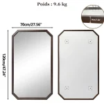 Grand miroir mural, finition en bois authentique