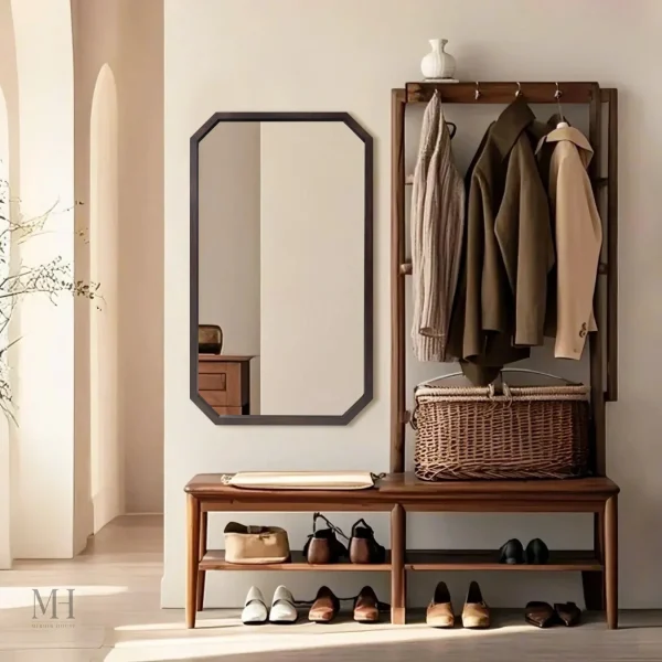 Miroir mural moderne, esthétique naturelle et chaleureuse