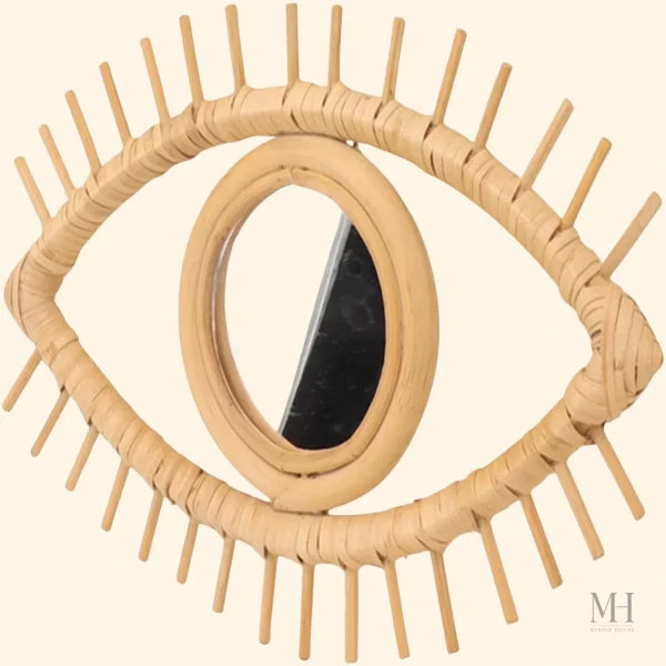 Miroir décoratif en rotin, parfait pour un style bohème