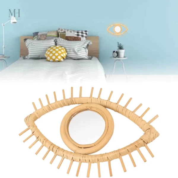 Miroir œil en rotin, ajout élégant à votre décoration murale