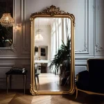 Grand miroir style français avec cadre doré