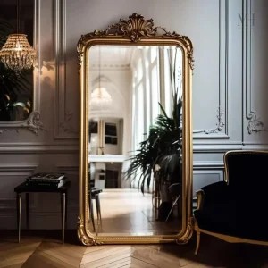 Grand miroir style français avec cadre doré