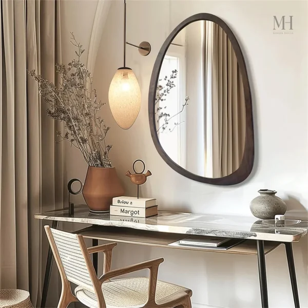 Miroir avec Cadre en Bois pour Style Contemporain