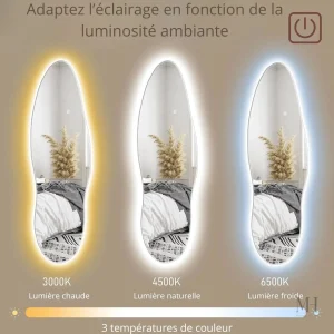 Miroir moderne LED 120x40 cm pour déco intérieure