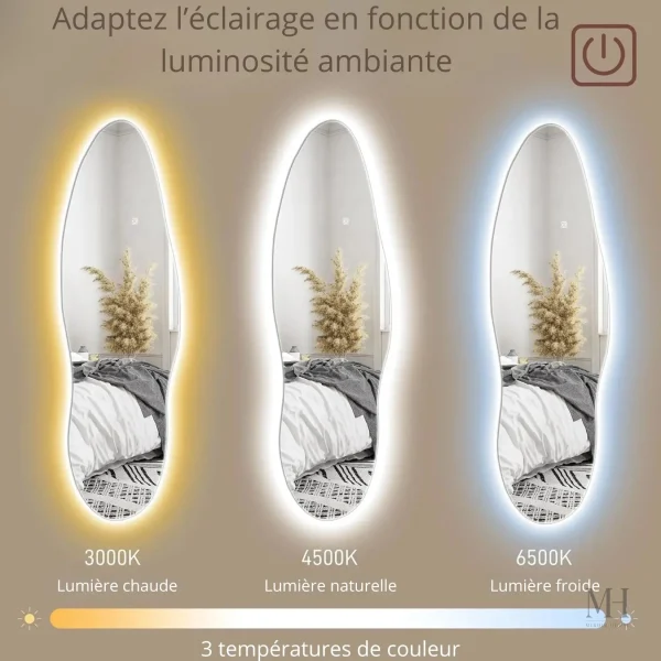 Miroir moderne LED 120x40 cm pour déco intérieure