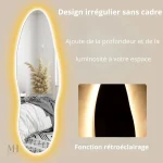 Miroir avec éclairage doux et design organique