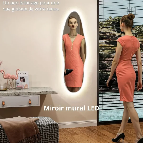 Miroir design lumineux 120x40 cm pour ambiance chaleureuse