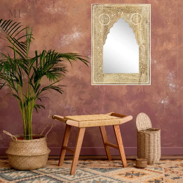 miroir-oriental-1 Miroir en bois de manguier sculpté à la main