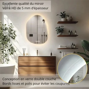 Miroir original avec éclairage LED pour salle de bain