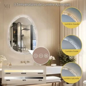 Miroir décoratif salle de bain avec éclairage intégré