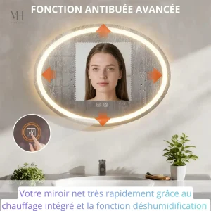 Miroir LED Oval avec fonction antibuée pour salle de bain